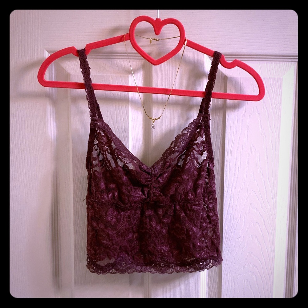 REPOST - Purple eggplant lace sheer fitted floral bralette